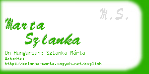 marta szlanka business card